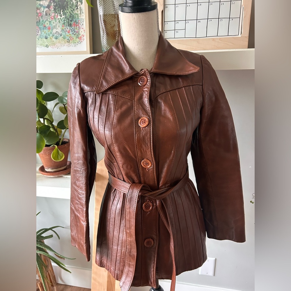 VINTAGE Leather Coat by Sears